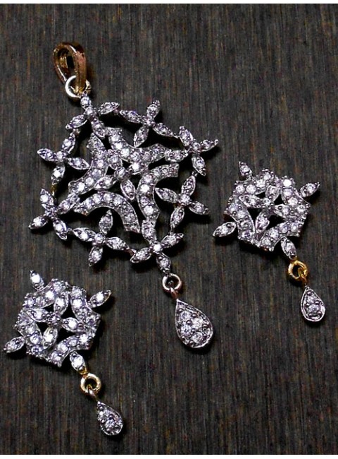 CZ Pendant With Earrings